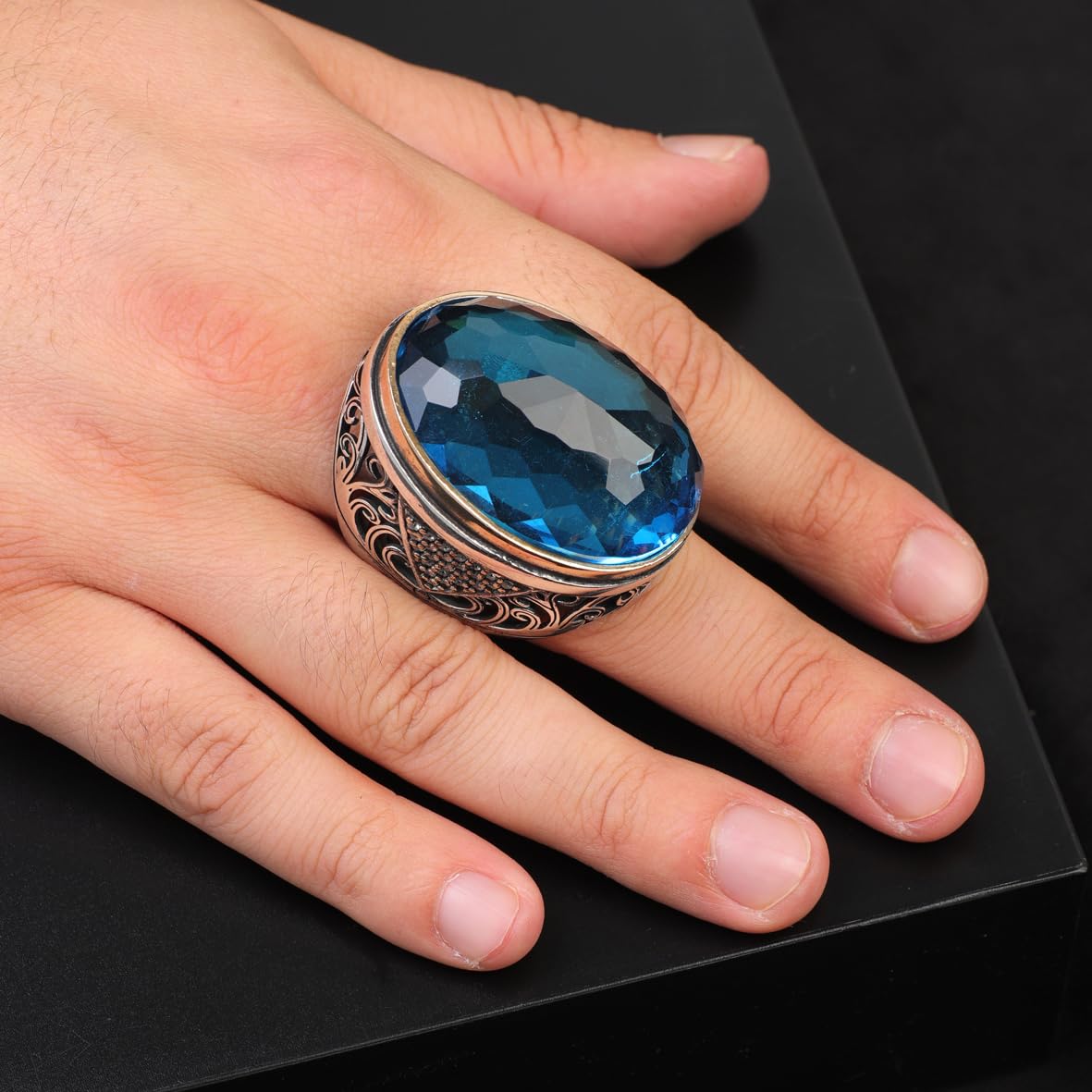 Aquamarine Ring with Micro Sapphire