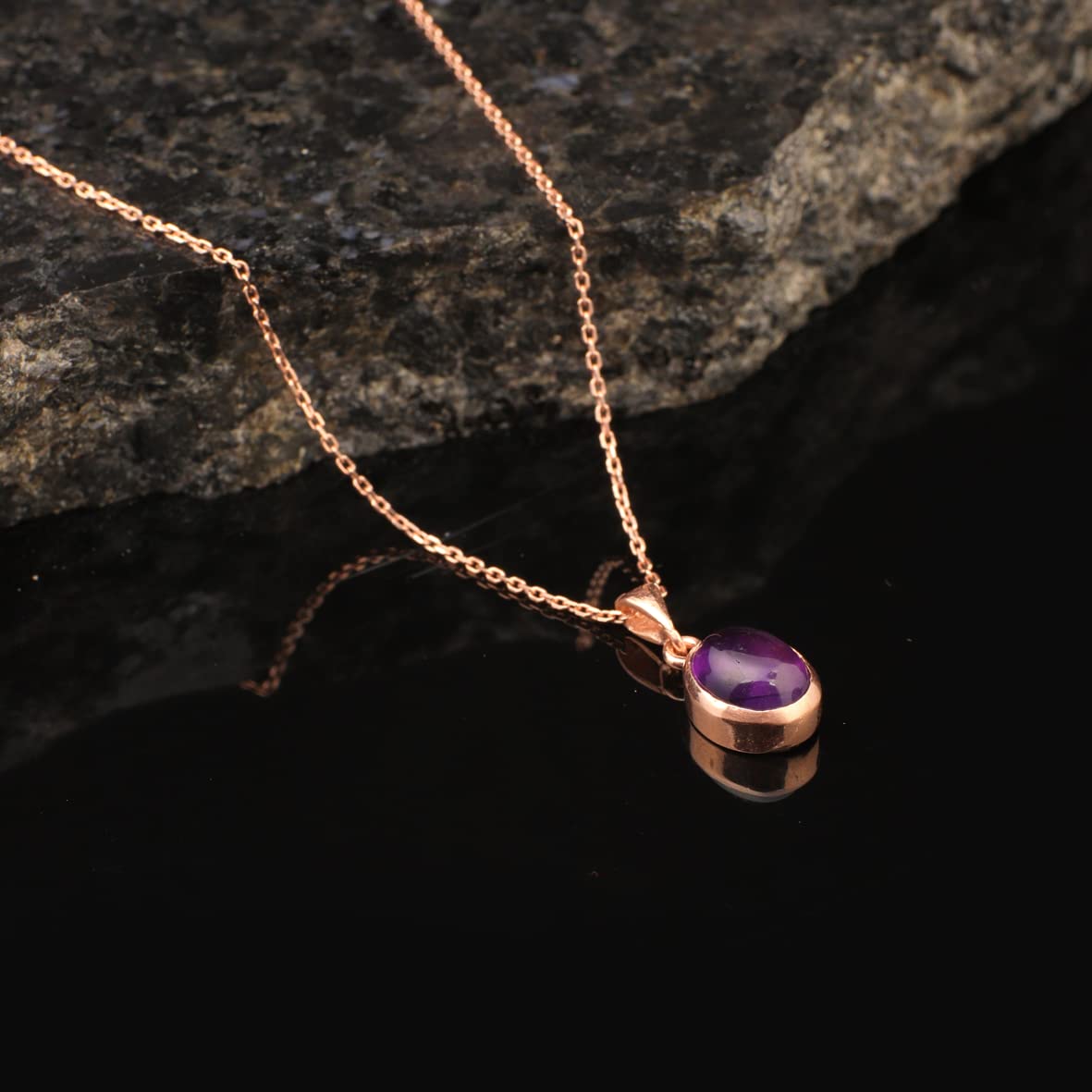 Best Selling Silver Pendant Necklace with Amethyst Gemstone for Women - Silver Pendant Necklace for Women