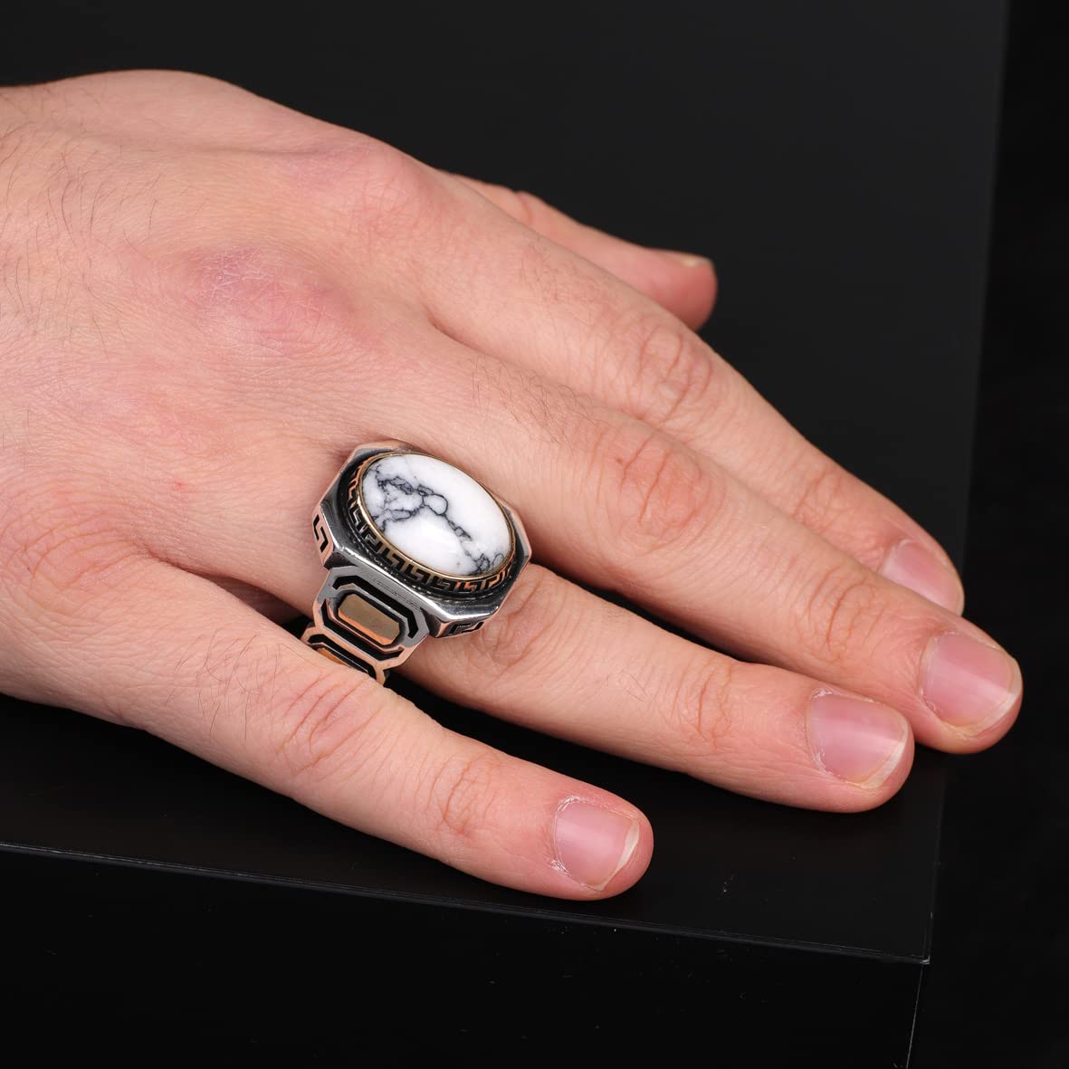 Turquoise Stone Men Silver Ring