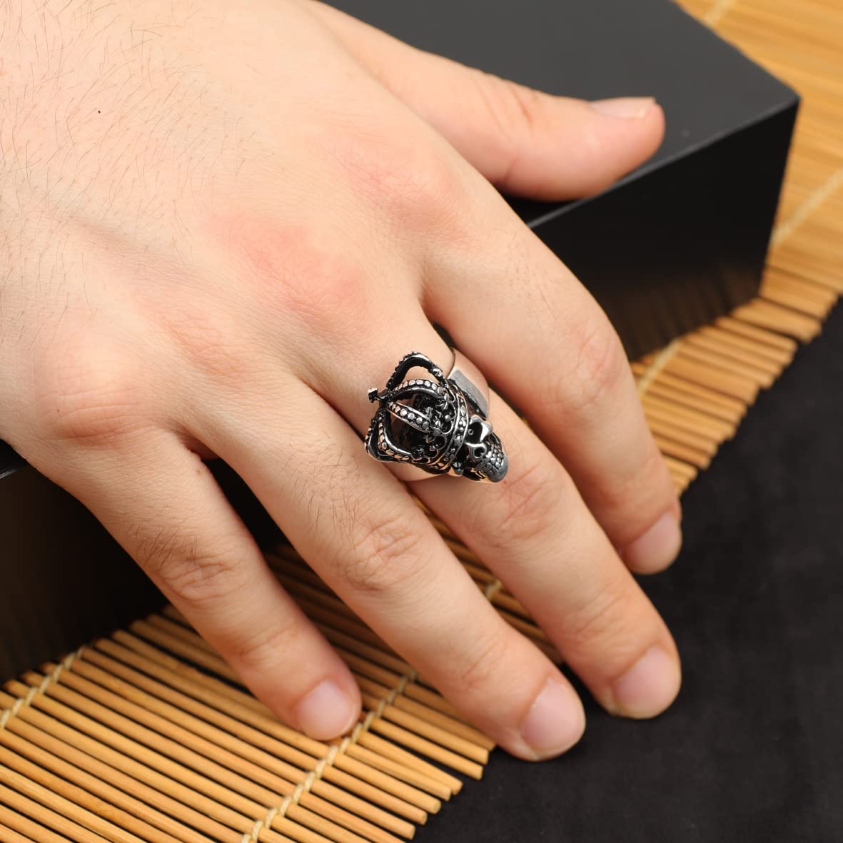 Skull Handmade Sterling Silver Men Biker Ring
