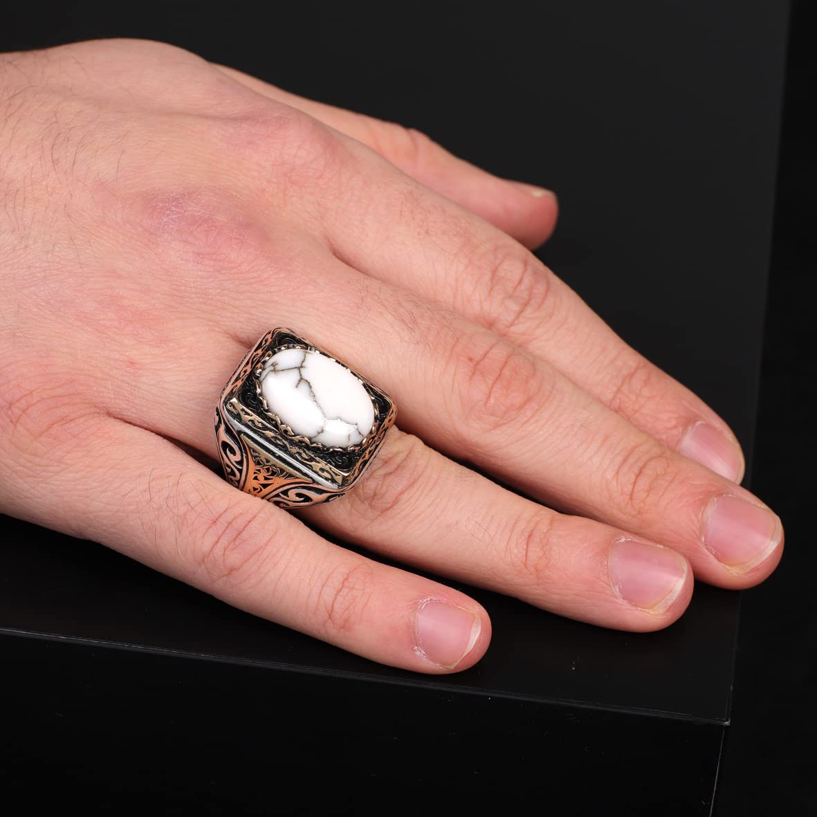 Turquoise Stone Men Silver Ring