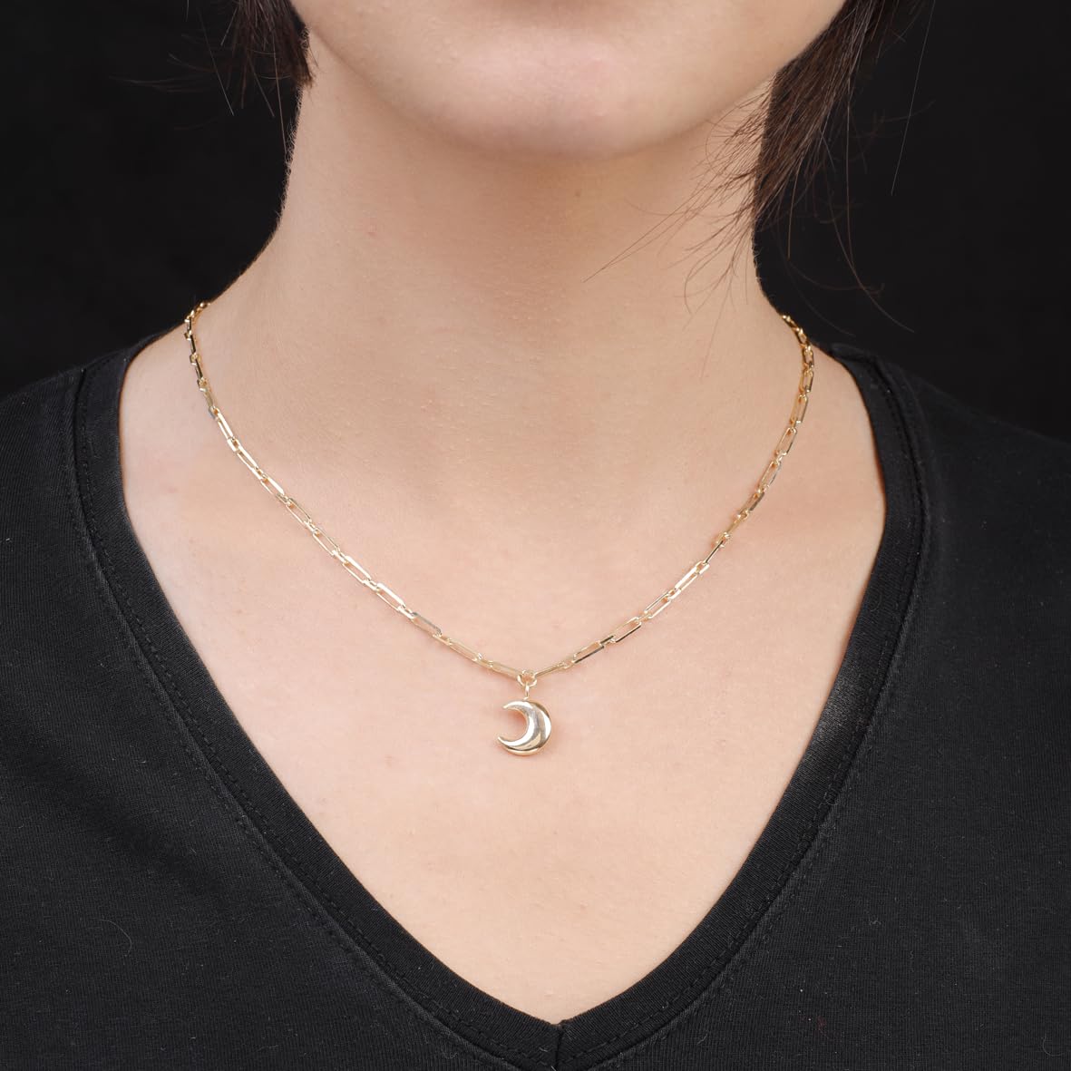 Gold Plated Sterling Silver Moon Necklace - Aesthetic Moon Necklace - Cute Necklaces for Women's Jewelry Collection - Birthday Gifts for Women