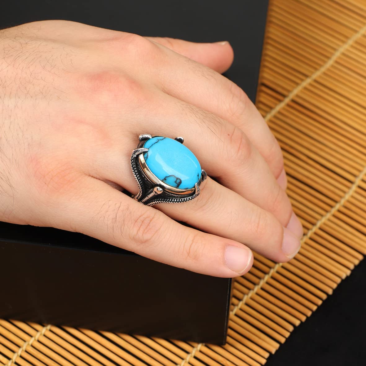 925K Sterling Silver Ring Turquoise Ring