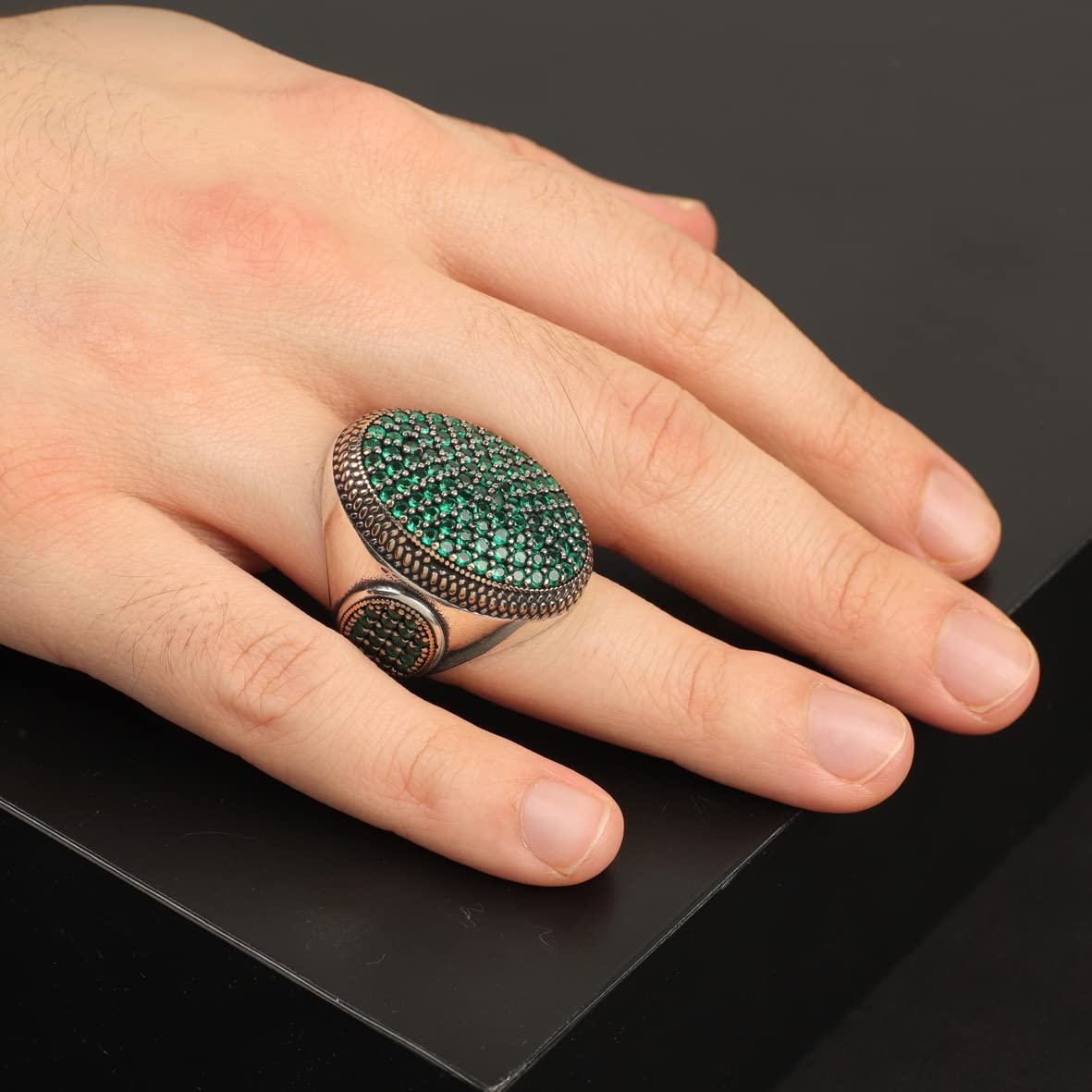 Sterling Silver Micro Jade Ring