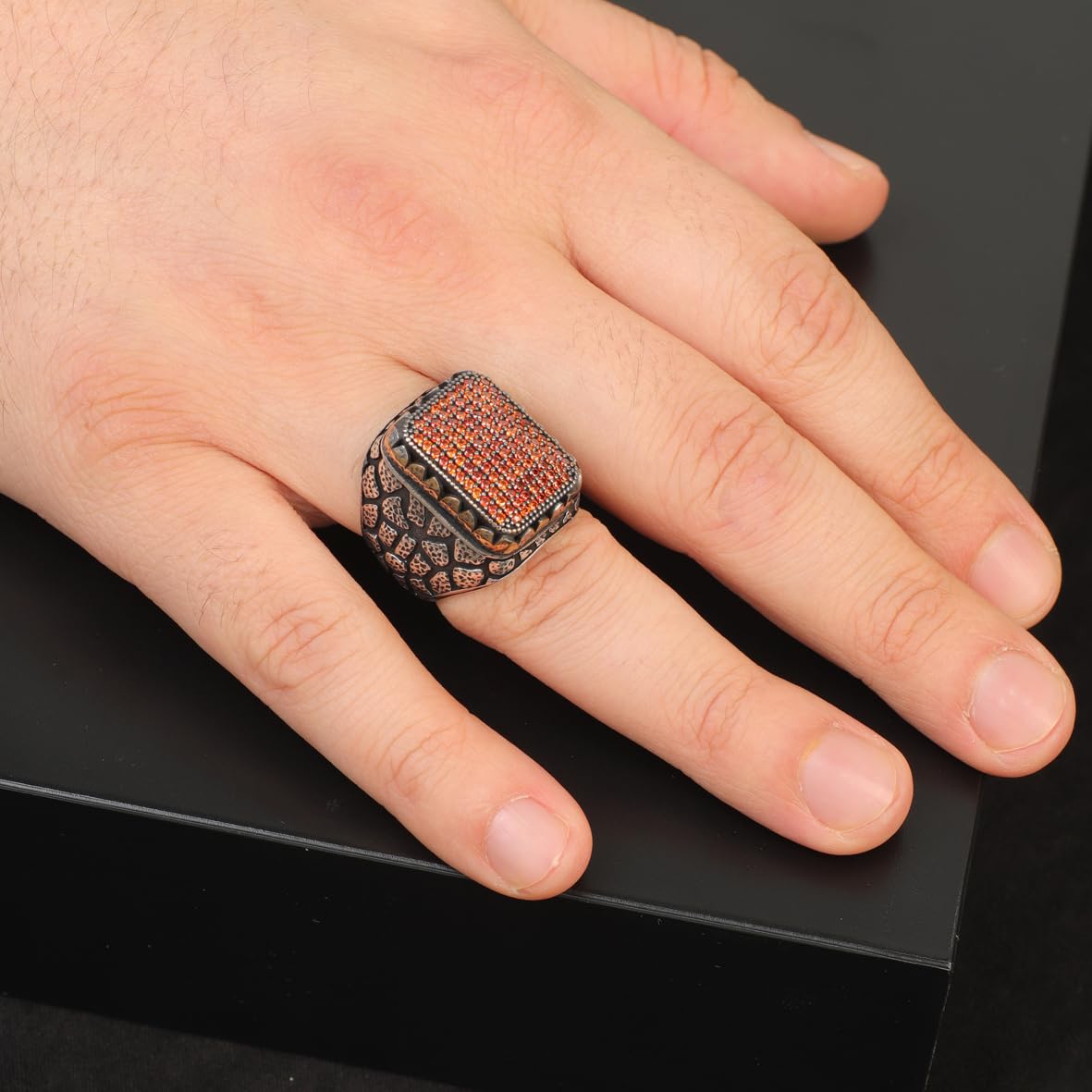 Garnet Ring Micro Stone Ring Ottoman Vintage 925 Sterling Silver Ring Promise Ring for Him Engagement Ring Gemstone Ring Gift for Husband Handmade