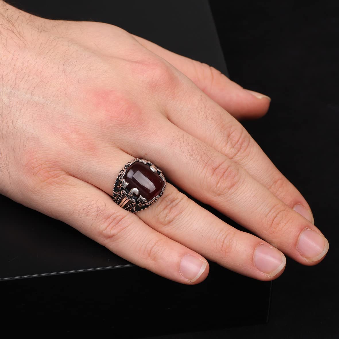 Men Handmade Carnelian Stone Ring