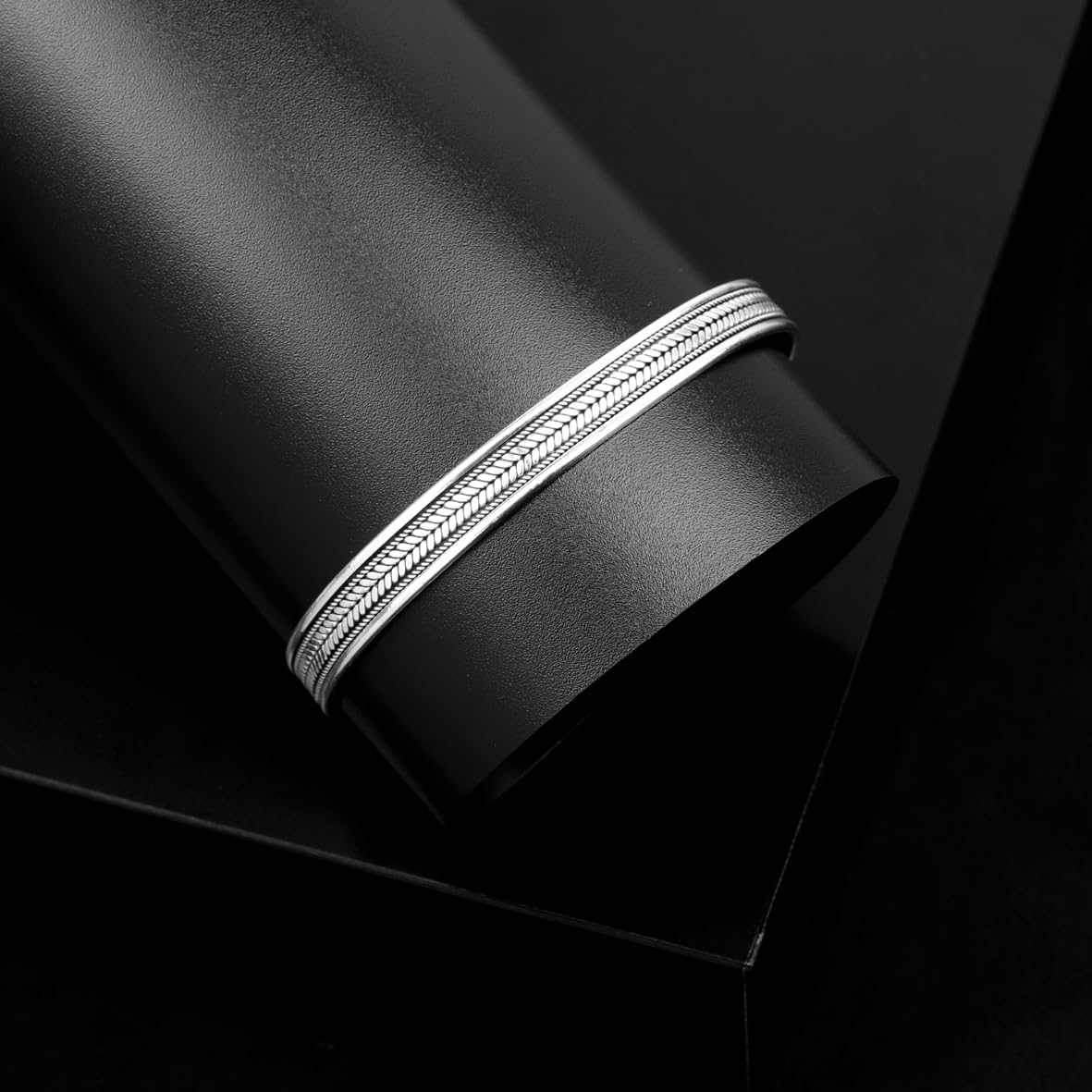 Vintage Handmade Men’s Thick Silver Band Bracelet – Sterling Silver Cuff
