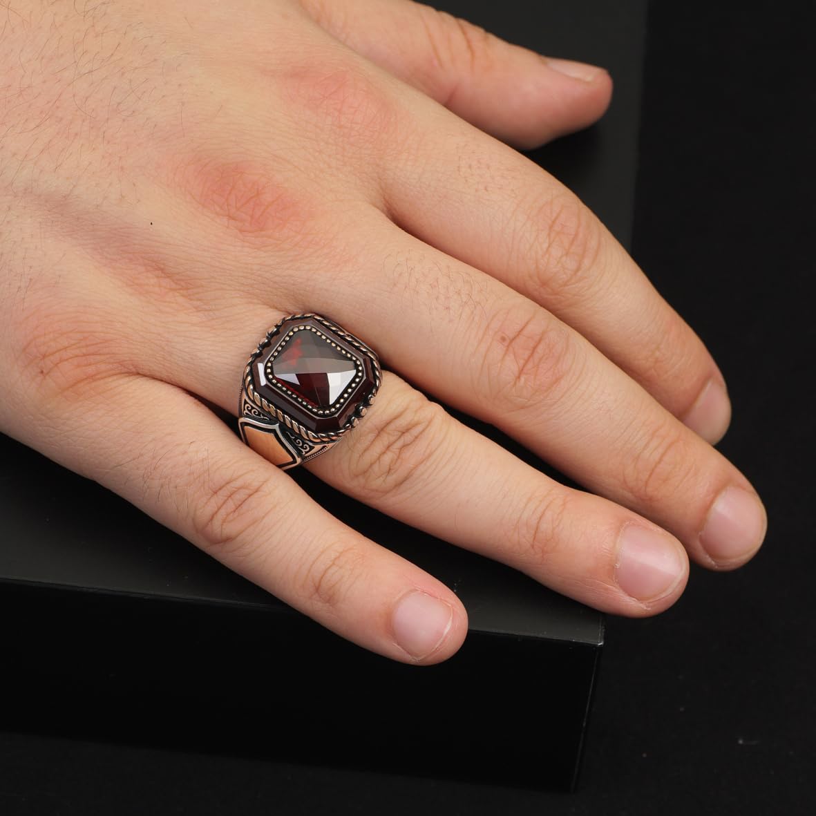Handmade Garnet Claw Ring