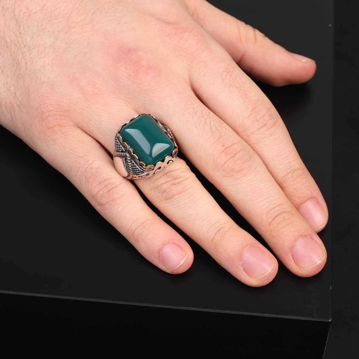 925K Sterling Silver Jade Ring