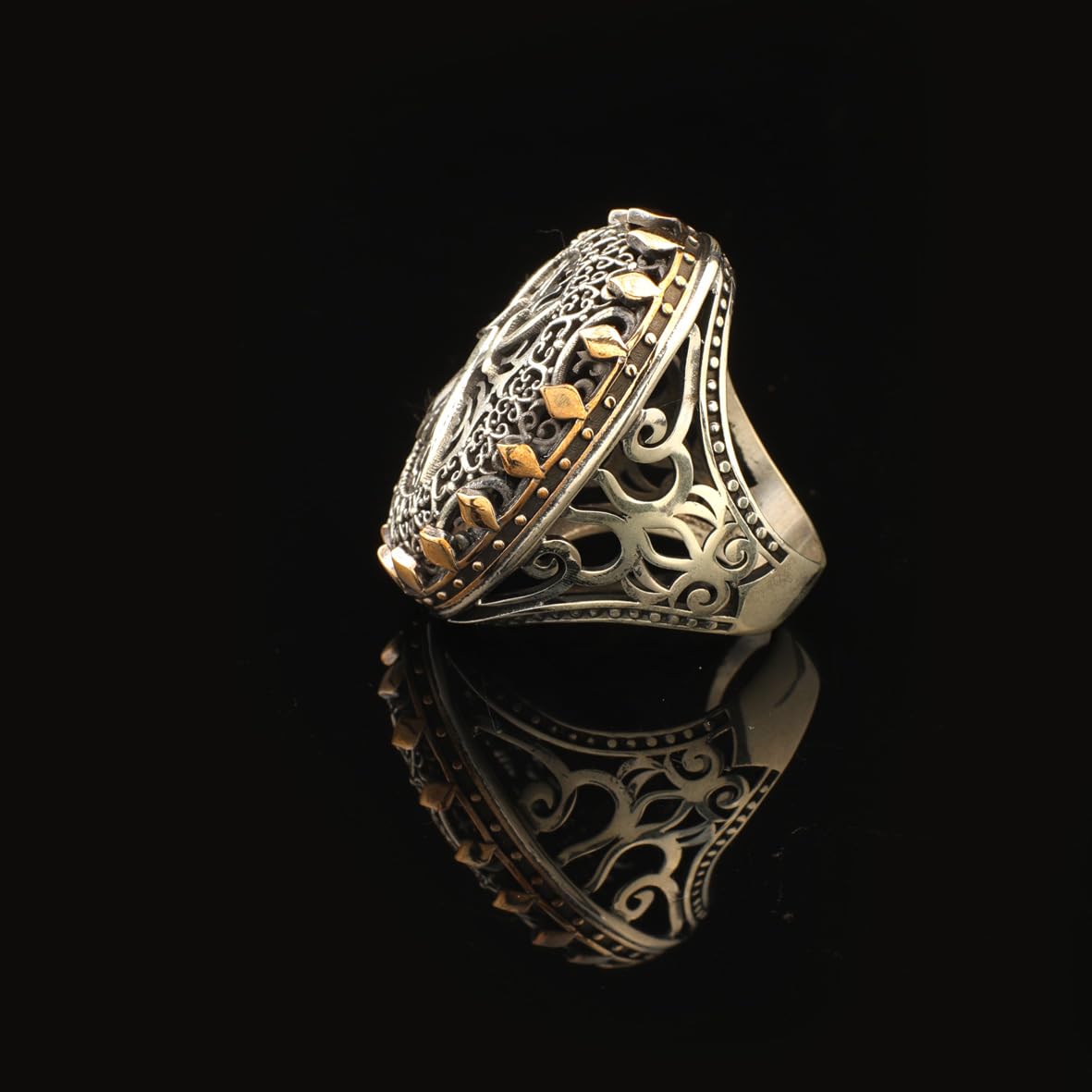 Sword Signet Ring Large Statement Whiskey Barrel Chunky Silver Ottoman Vintage 925 Sterling Promise Engagement Ring Gift for Husband