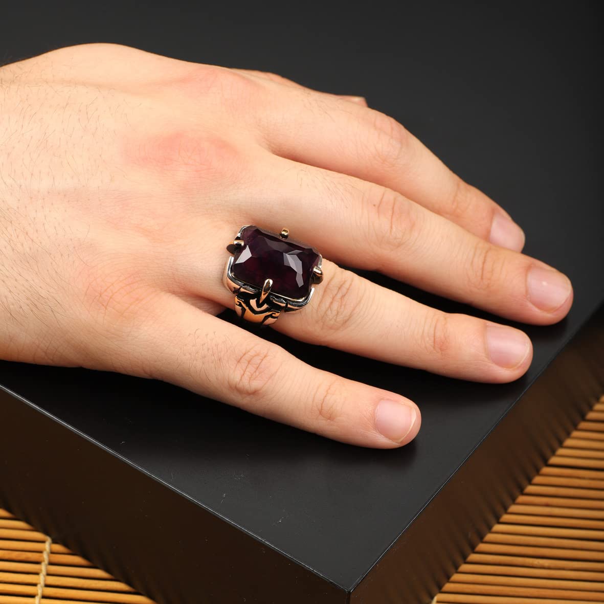 925K Sterling Silver Purple Sapphire Ring