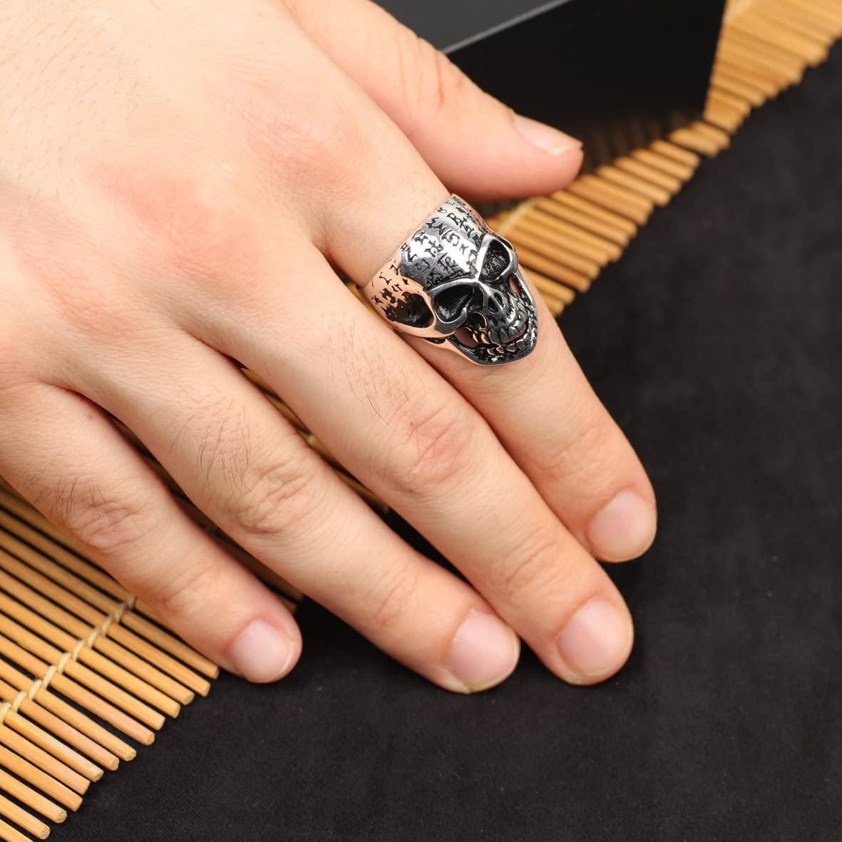Skull Handmade Sterling Silver Men Biker Ring