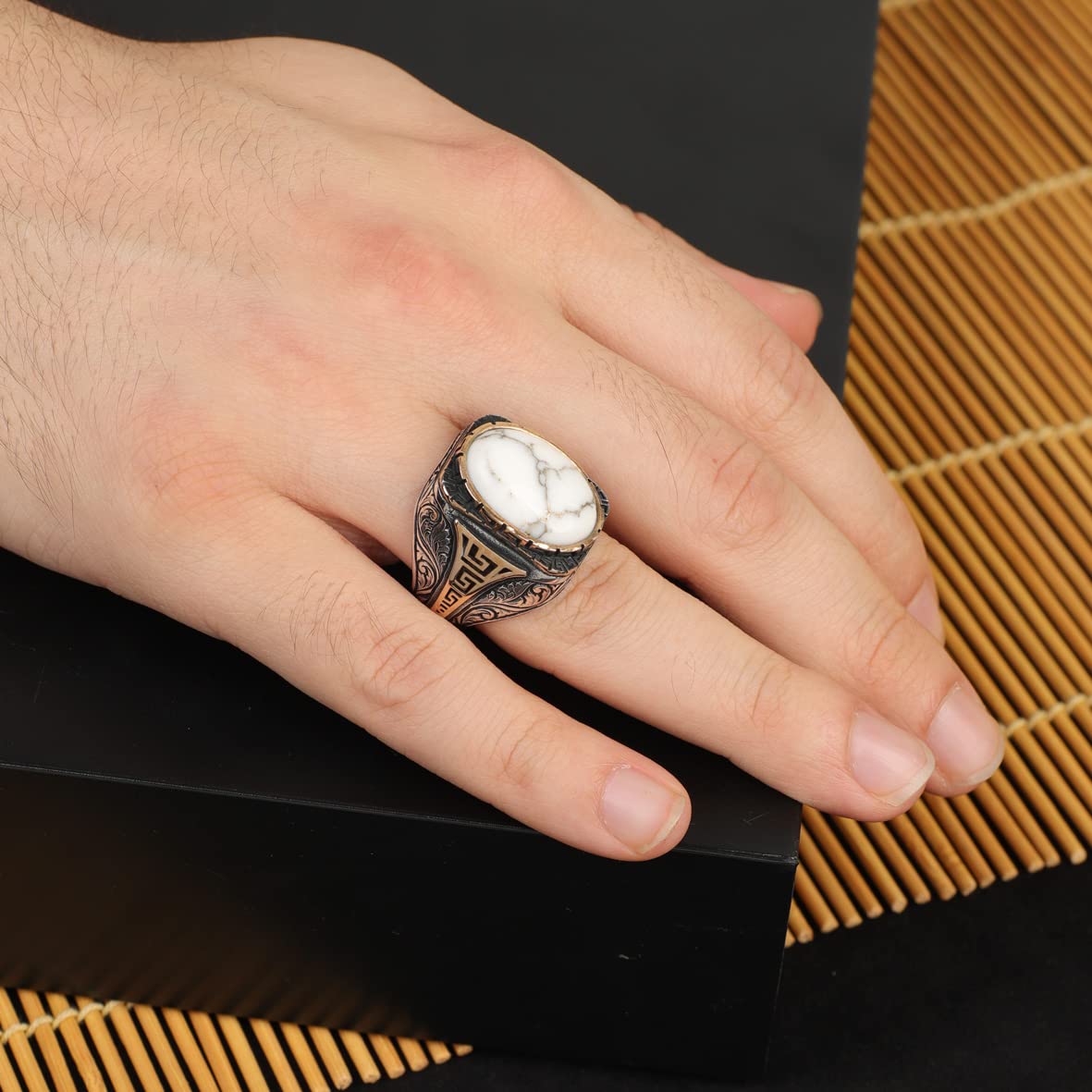 Turquoise Stone Men Silver Ring
