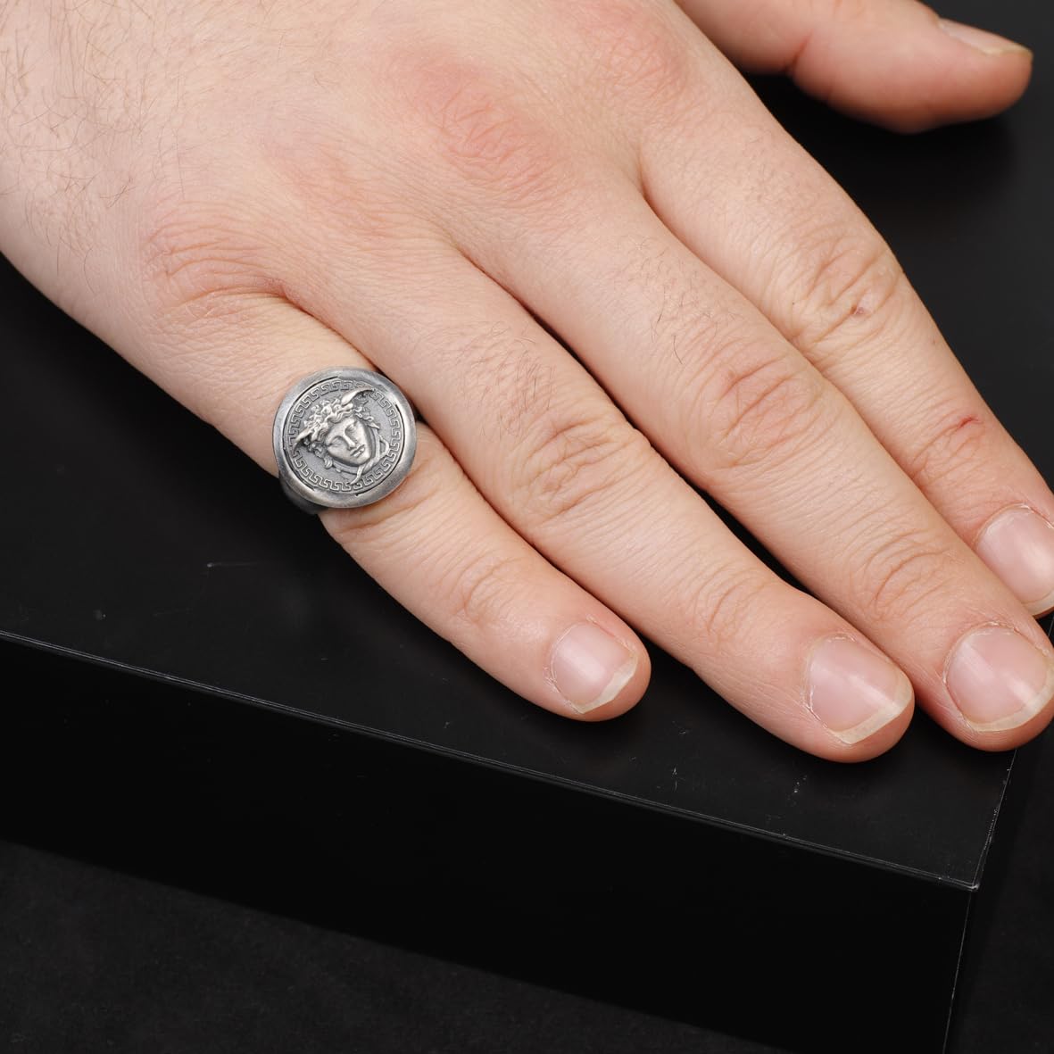Handmade Medusa Pinky Signet Ring - 925 Sterling Silver Men's Jewelry
