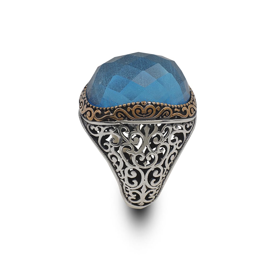 Vintage Handmade 925 Sterling Silver Men's Aquamarine Ring - 925 Sterling Silver Rings for Men - Handcrafted Ring for Men