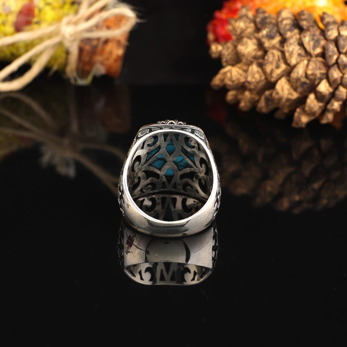 925K Sterling Silver Turquoise Stone Ring