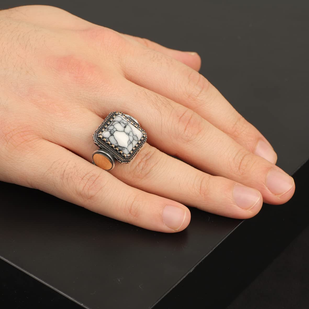 Turquoise Stone Men Silver Ring