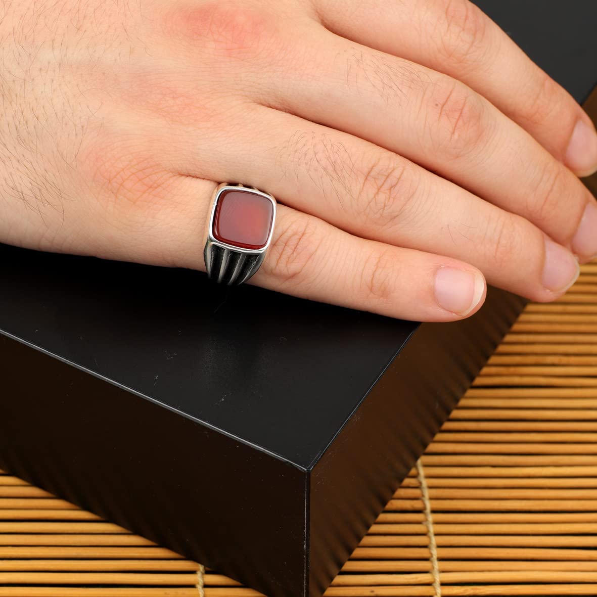 Men Handmade Carnelian Stone Ring