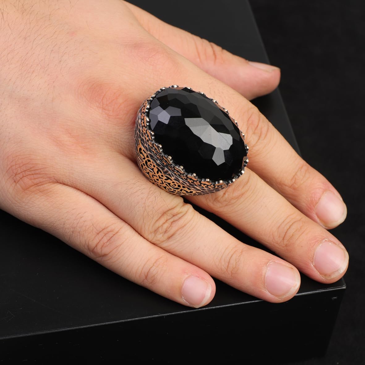 Men's 925 Sterling Silver Black Onyx Ring
