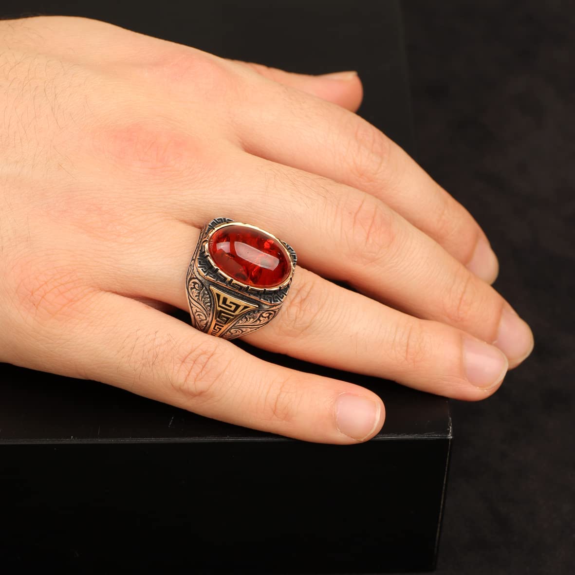 Men Handmade Carnelian Stone Ring