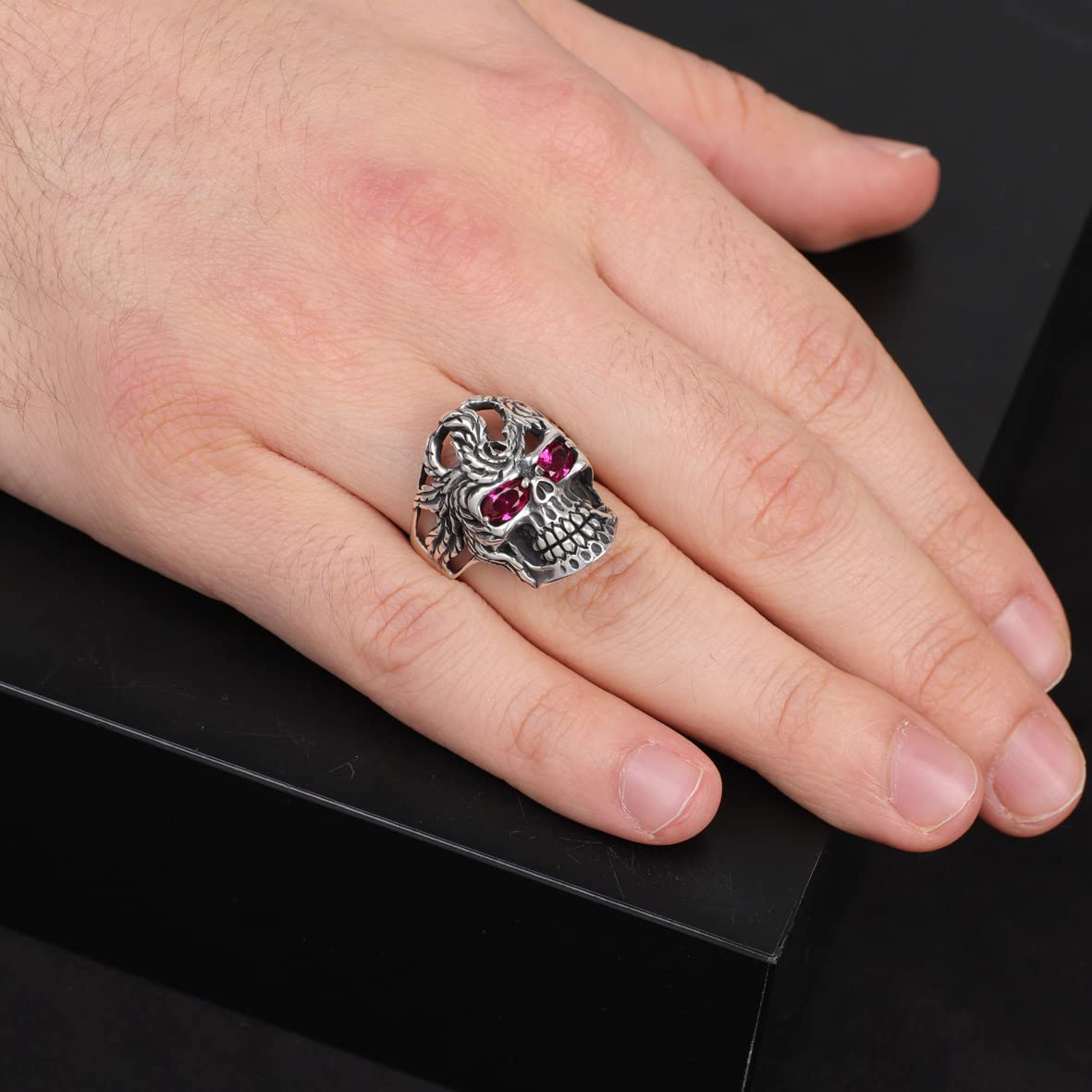 Skull Handmade Sterling Silver Men Biker Ring