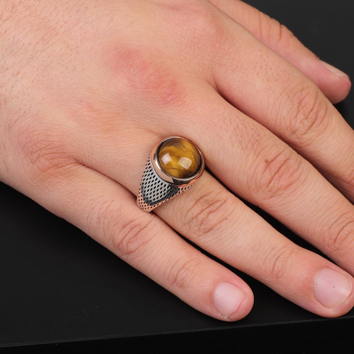 Men’s Tiger Eye Pinky Ring