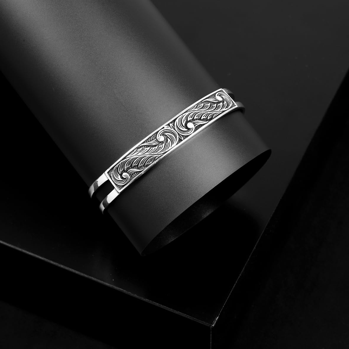 Vintage Handmade Men’s Thick Silver Band Bracelet – Sterling Silver Cuff