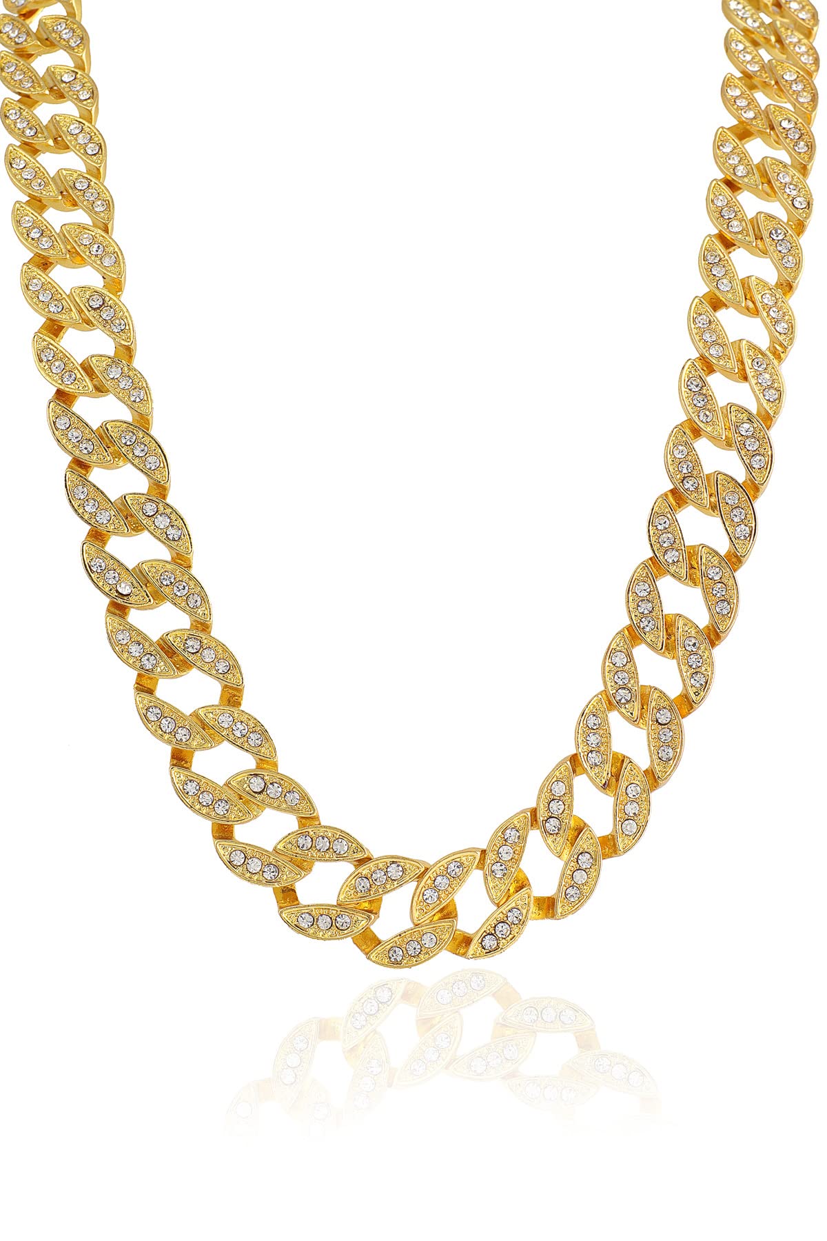 Mens 18K Gold Stainless Steel Chain - Cuban Link Steel Chain Necklace for Men - 30 inches - Gift Packed