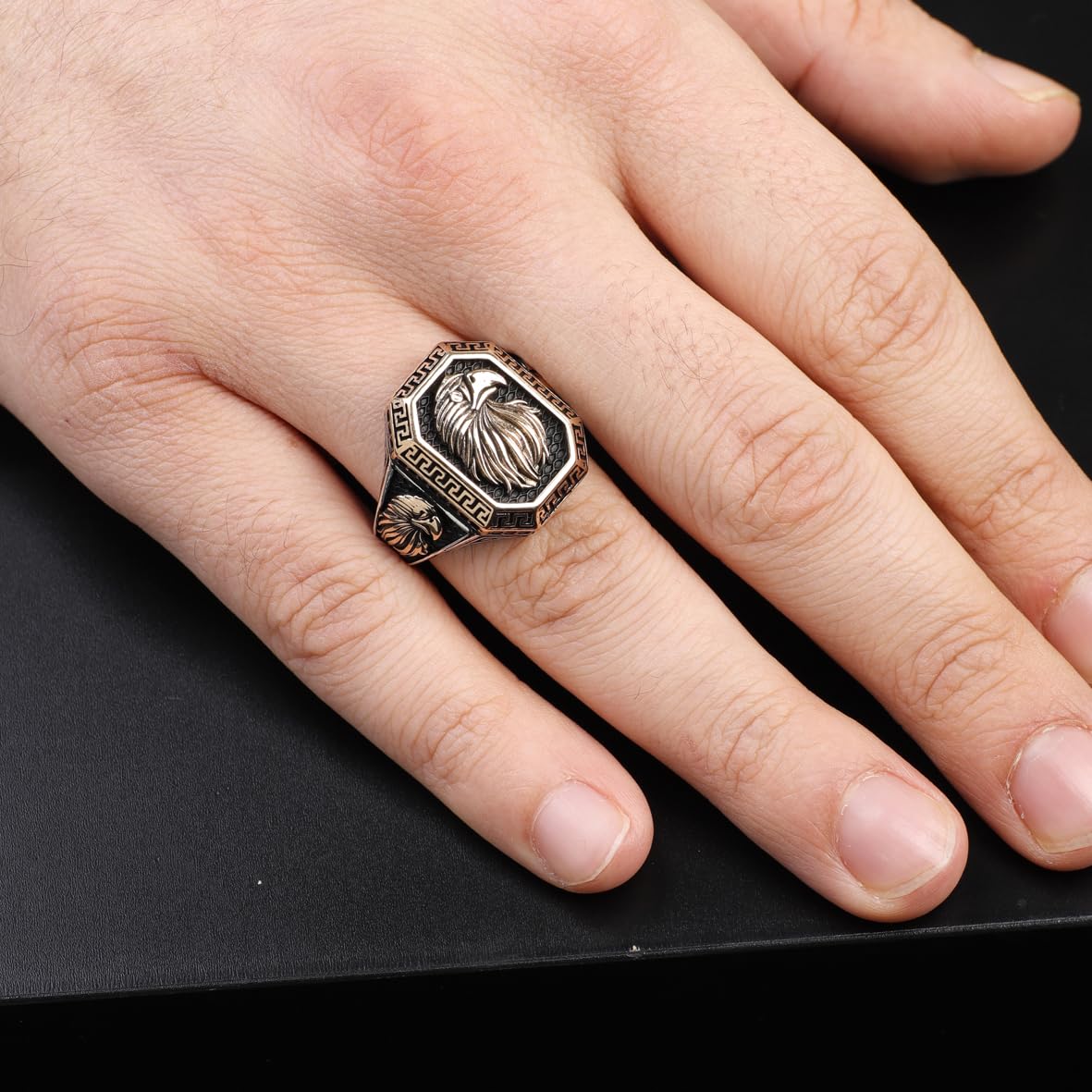Handmade Eagle Custom Signet Ring - 925 Sterling Silver Men's Jewelry with Animal Design and Silver Polishing Cloth Gift
