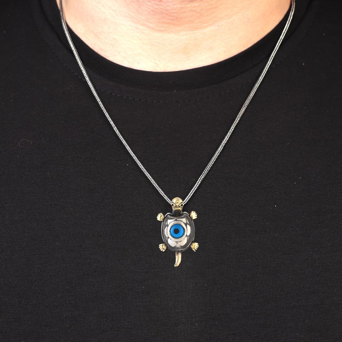 Turtle Necklace with Evil Eye