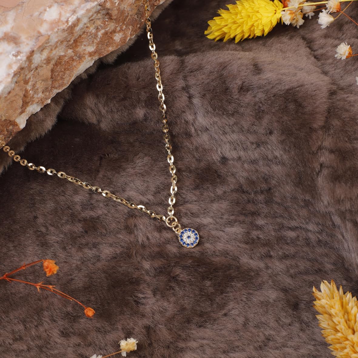 Sterling Silver Evil Eye Necklace for Women - Aesthetic Evil Eye Jewelry for Women - Gold Plated Silver Evil Eye Necklace - Birthday Gifts for Women