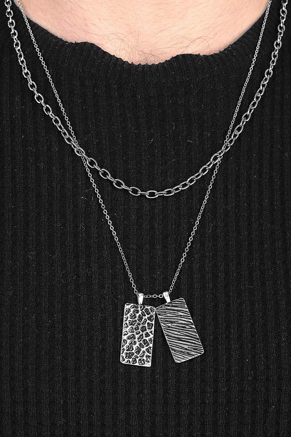 Silver Plated Double Curb Chain Box Necklace