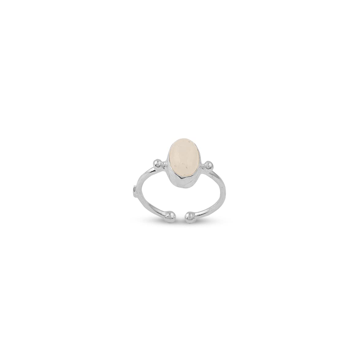 Jewellery Pit Adjustable Moonstone Ring for Women - Handmade Stone Statement Ring for Middle Finger - 925 Sterling Silver Solitaire Ring for Women