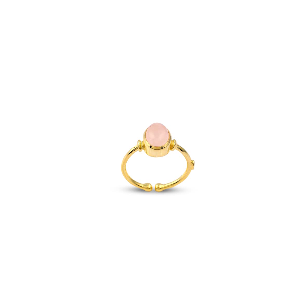 Jewellery Pit Adjustable Rose Quartz Statement Ring for Women - Handcrafted Stone Jewelry - Women's Middle Finger Adjustable Rose Quartz Ring