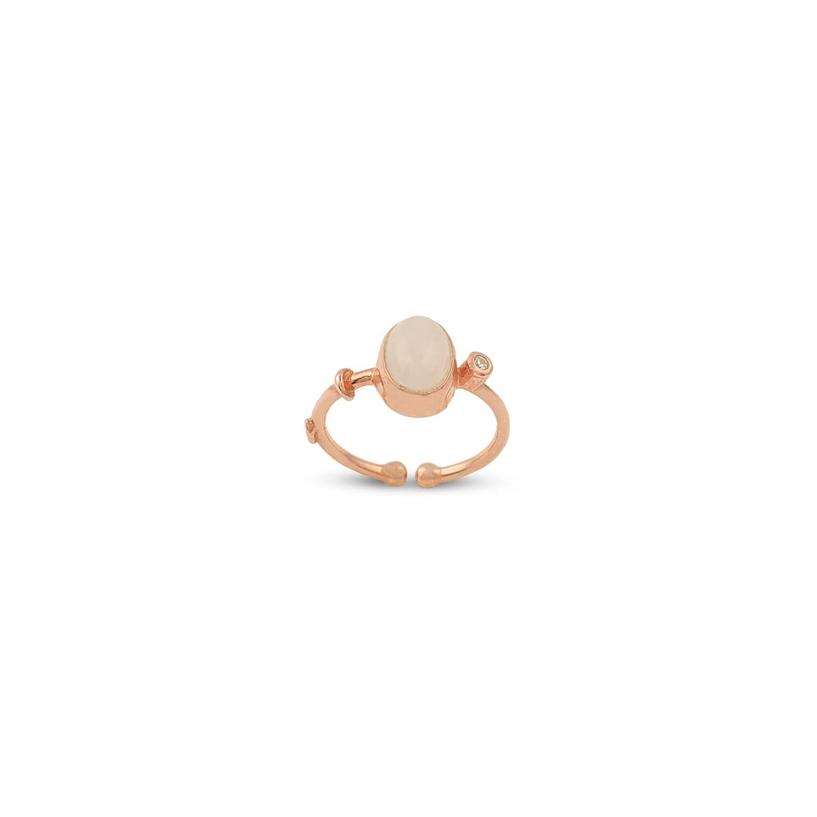Jewellery Pit Adjustable Moonstone Ring for Women - Handmade Stone Statement Ring for Middle Finger - 925 Sterling Silver Solitaire Ring for Women