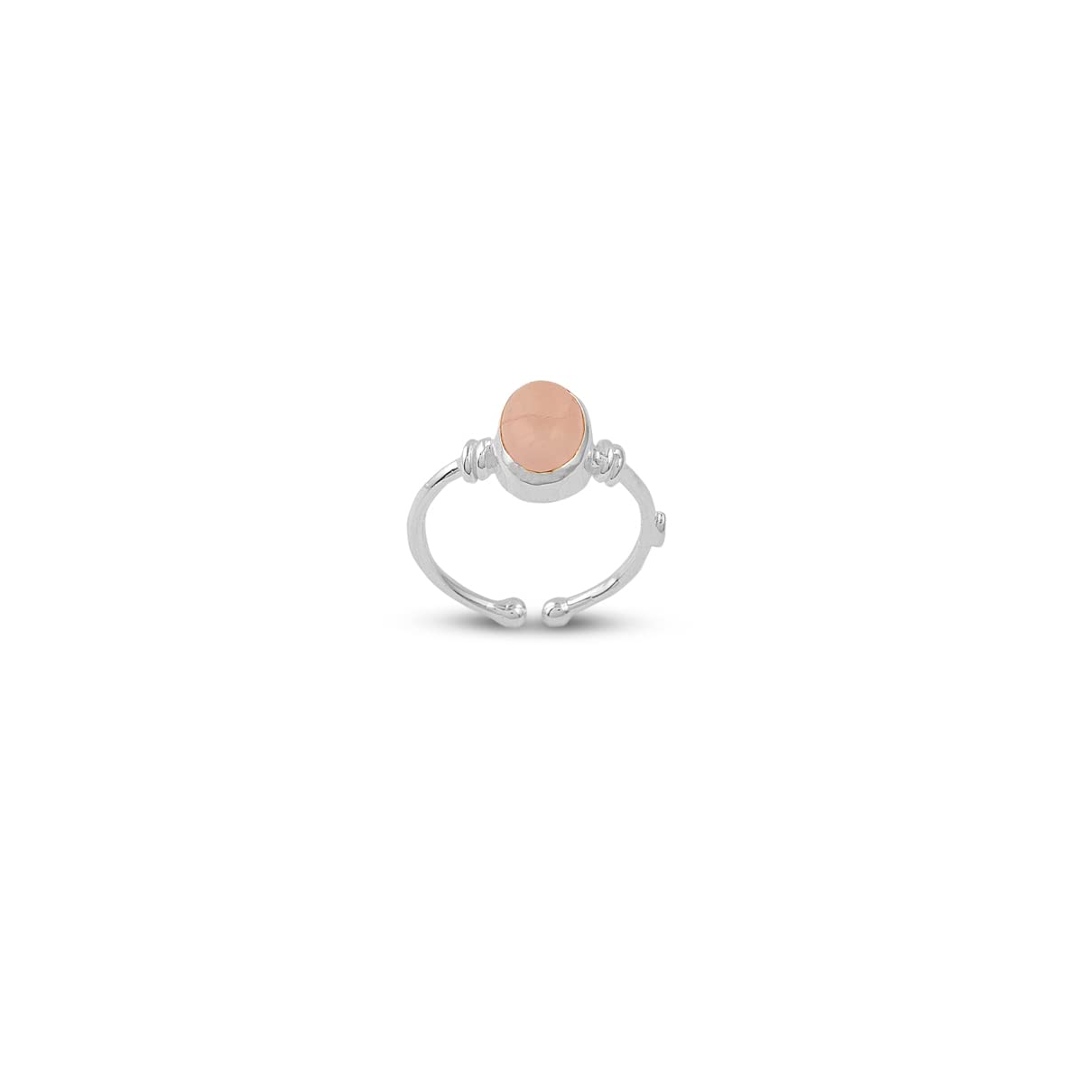 Jewellery Pit Adjustable Rose Quartz Statement Ring for Women - Handcrafted Stone Jewelry - Women's Middle Finger Adjustable Rose Quartz Ring