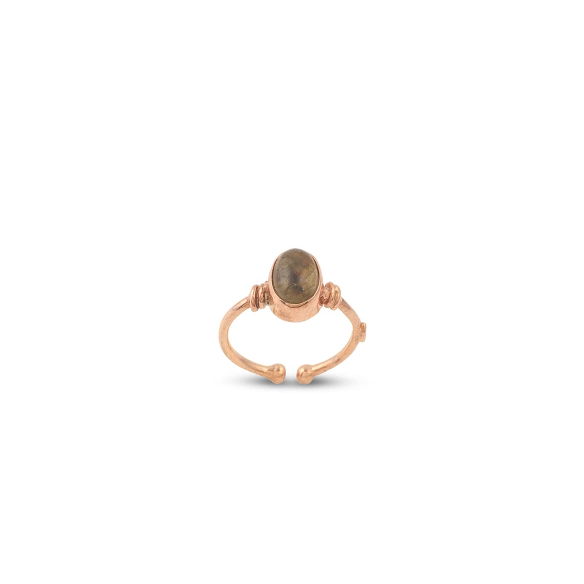 Jewellery Pit Adjustable Labradorite and Rose Gemstone Ring - Handcrafted Statement Ring for Women - Women's Middle Finger Labradorite and Rose Ring