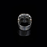 Genuine White Turquoise & Emerald Men's Ring — image 5