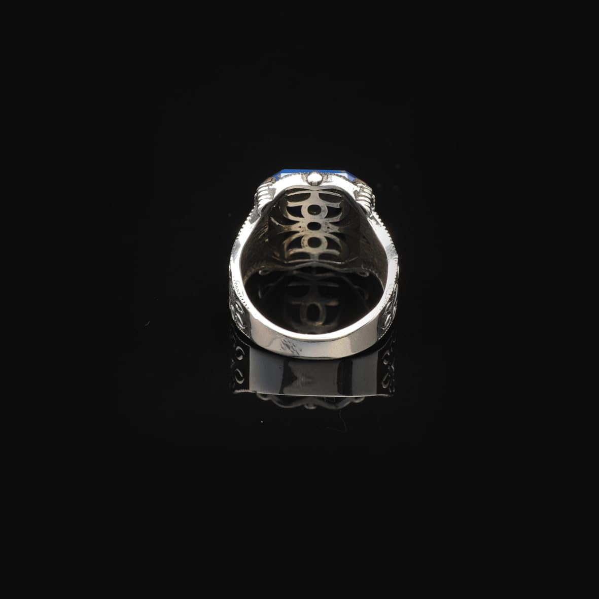 Handmade Vintage Blue Sapphire Ring - Polished 925 Sterling Silver Men's Gemstone Ring