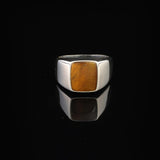 Tiger Eye Gemstone Pinky Ring for Men – Sterling Silver Ottoman Signet Ring — image 3