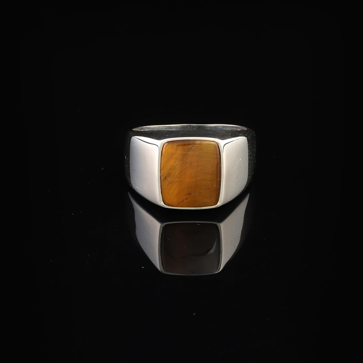 Tiger Eye Gemstone Pinky Ring for Men – Sterling Silver Ottoman Signet Ring