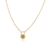 Sterling Silver Evil Eye Necklace and Lock - Cute Evil Eye Necklace and Lock in Gold Jewelry - Aesthetic Charm - Birthday Gifts for Women — image 1