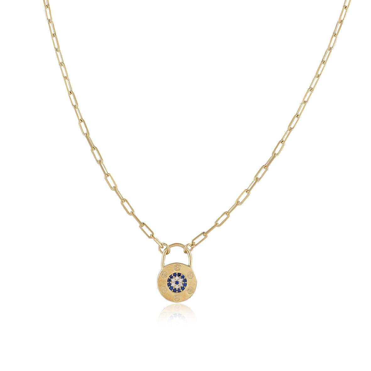 Sterling Silver Evil Eye Necklace and Lock - Cute Evil Eye Necklace and Lock in Gold Jewelry - Aesthetic Charm - Birthday Gifts for Women