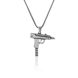 Mens Silver Chain Necklace with Uzi Gun Pendant - Stylish Sterling Silver Gun Necklace for Men - Birthday Gifts — image 1