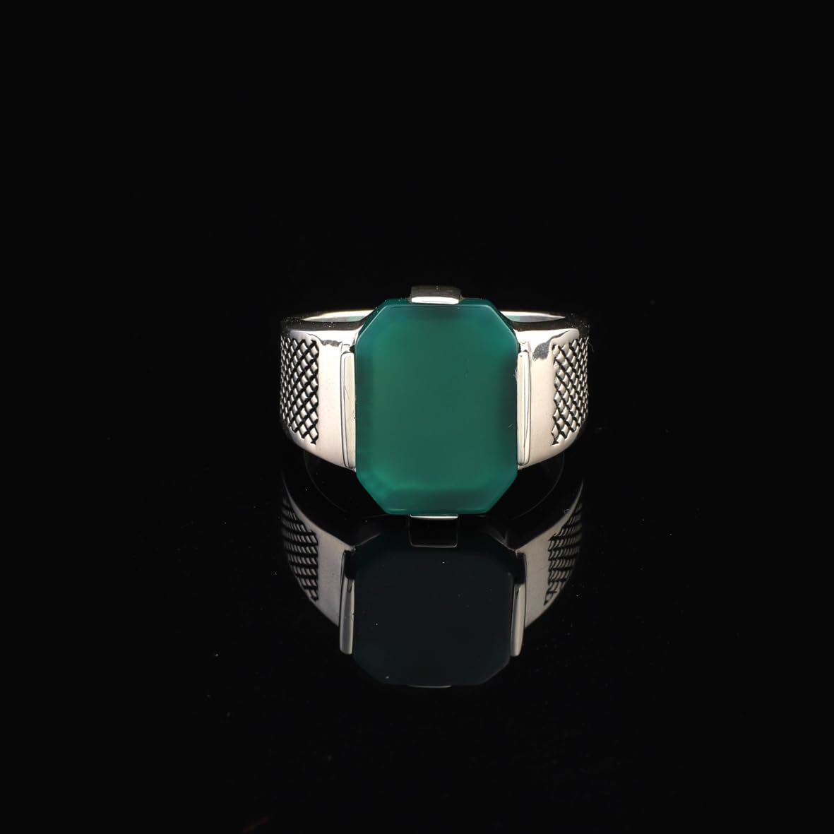 Vintage Ottoman Jade Signet Ring for Men – Sterling Silver Pinky Ring