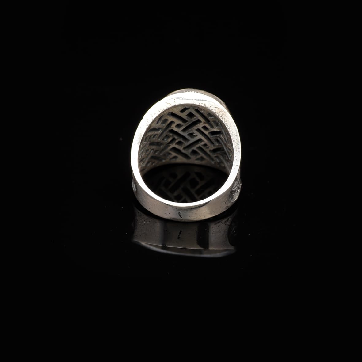 Handmade Virgin Mary Signet Ring – Black Onyx Oval Stone