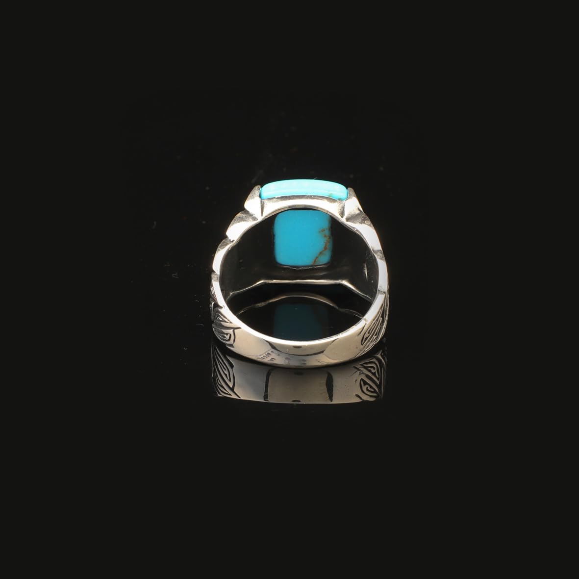 Mens Turquoise Ring Ottoman Vintage Ring Sterling Silver Ring Pinky Ring Silver Signet Ring Gemstone Ring Ottoman Statement Ring Vintage Ring Gift for Him