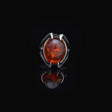 925K Sterling Silver Amber Stone Ring — image 2