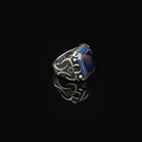 Vintage Blue Sapphire Ring - Handmade Men's Gemstone Ring in 925 Sterling Silver - Polished Turkish Engagement Ring with Silver Polishing Cloth Gift — image 4