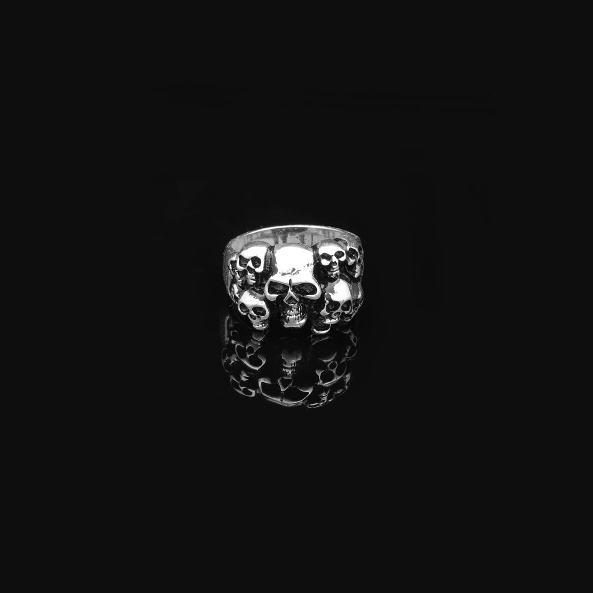 Skulls Handmade Sterling Silver Men Biker Ring